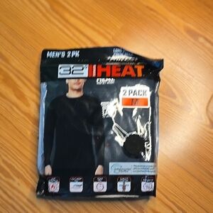 32 Degrees Men's Black Long Sleeve Crew Neck Shirt 2-Pack